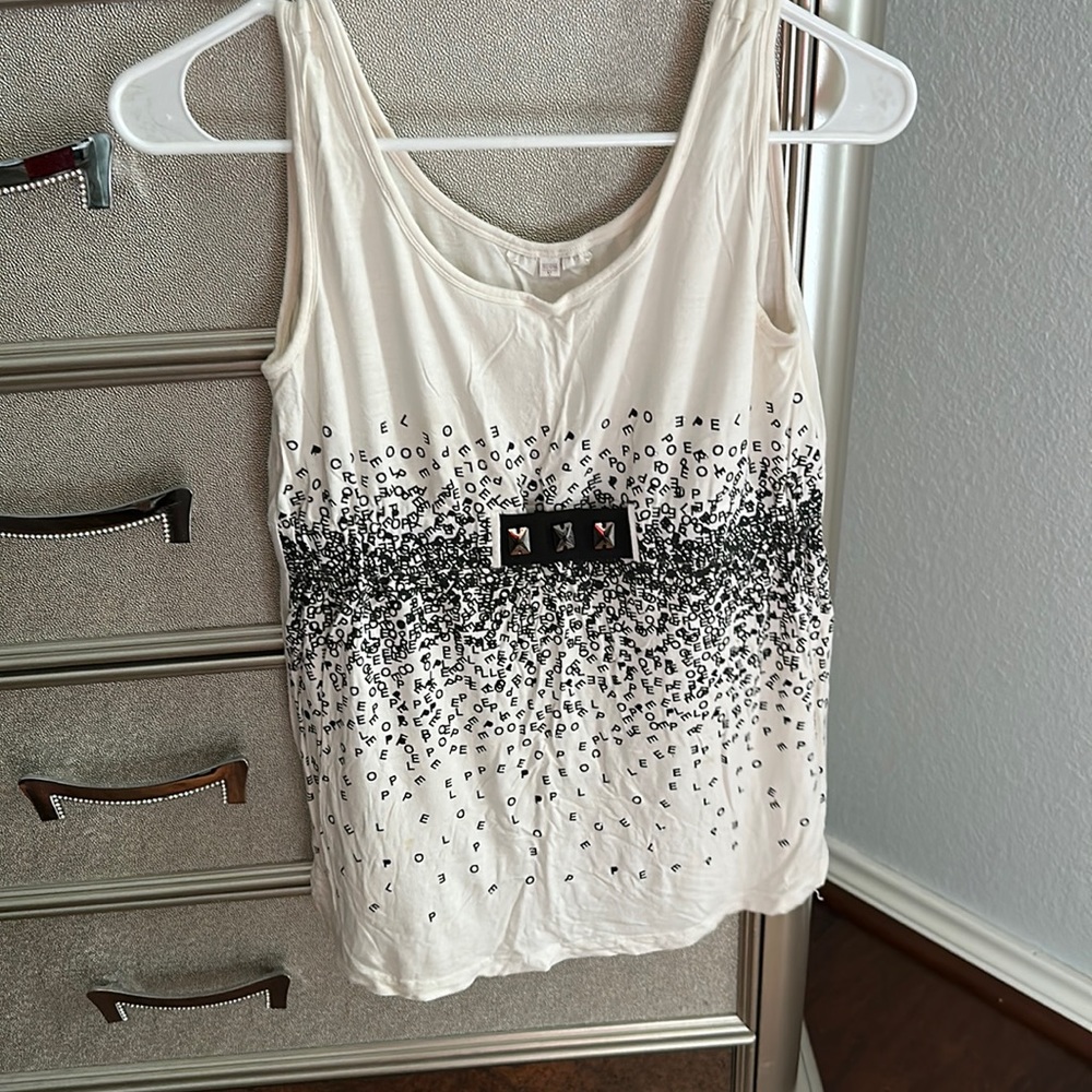 Size medium white with black detailing tank top